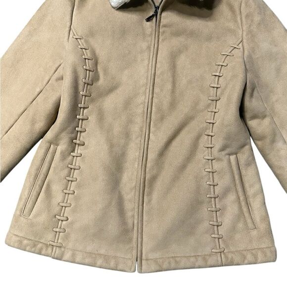 Liz Claiborne 90’s Faux Suede & Sherpa Lined Whipstitch Detail Jacket Size S - Picture 5 of 12